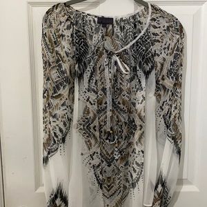 Beautiful Hale Bob Long Sleeve Silk Top XS